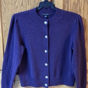 Ann Taylor Womens Deep Purple Cardigan Sweater Size Large Jewel Tone Stretch